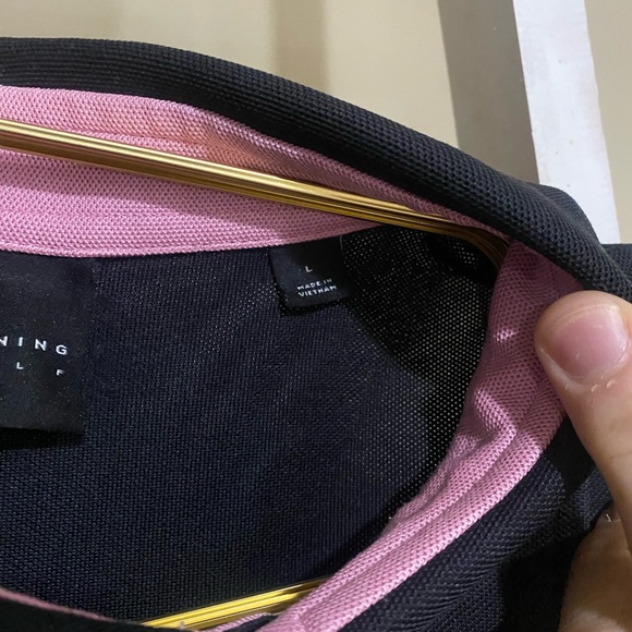 Dunning Black Polo Shirt with Pink Collar - Picture 3 of 3